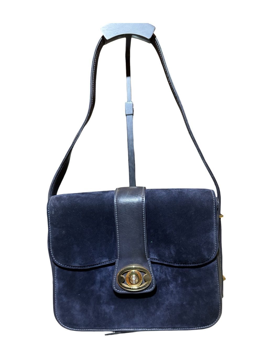 Gucci Navy Suede  Leather Vintage 1973 Blondie Shoulder Bag Auth Auth
